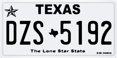 TX license plate DZS5192