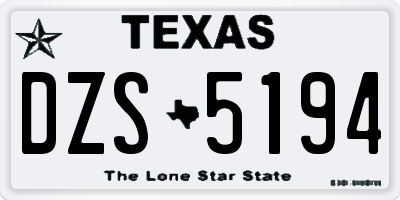 TX license plate DZS5194