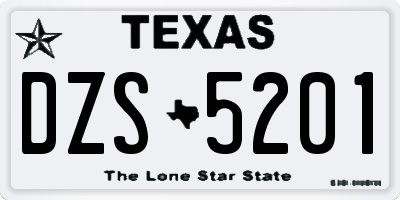 TX license plate DZS5201