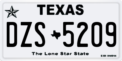 TX license plate DZS5209