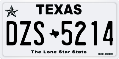 TX license plate DZS5214