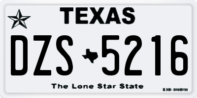TX license plate DZS5216