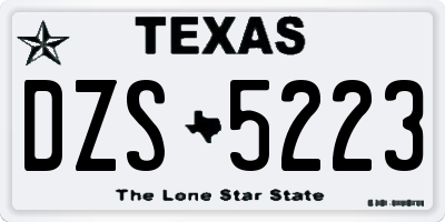 TX license plate DZS5223