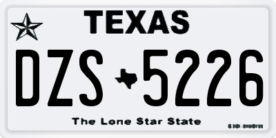 TX license plate DZS5226
