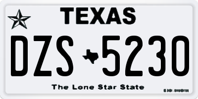 TX license plate DZS5230