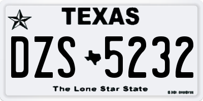 TX license plate DZS5232