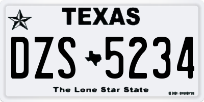 TX license plate DZS5234
