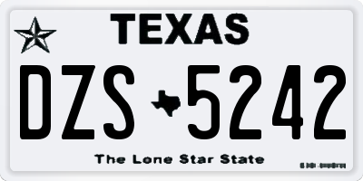 TX license plate DZS5242