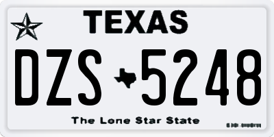TX license plate DZS5248