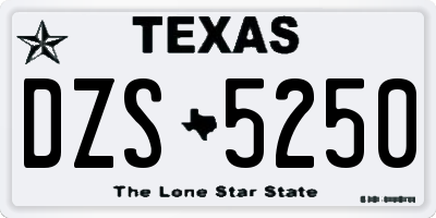 TX license plate DZS5250