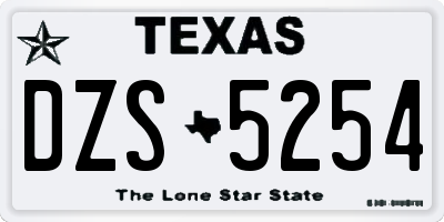 TX license plate DZS5254