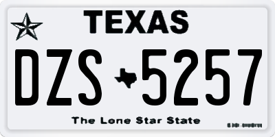 TX license plate DZS5257