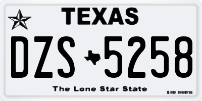 TX license plate DZS5258