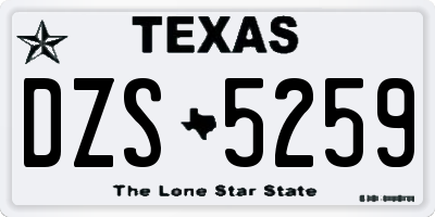 TX license plate DZS5259