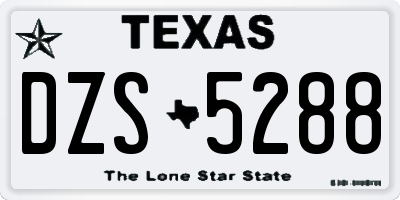 TX license plate DZS5288