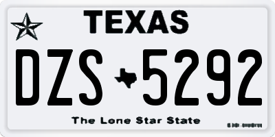 TX license plate DZS5292