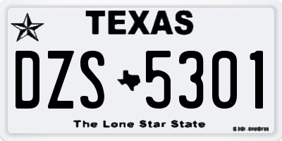 TX license plate DZS5301