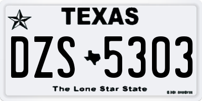 TX license plate DZS5303