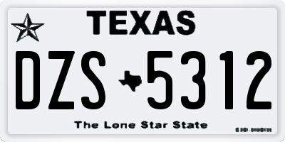 TX license plate DZS5312