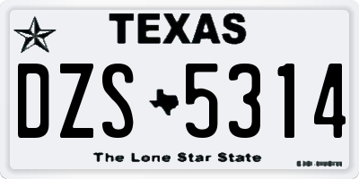 TX license plate DZS5314