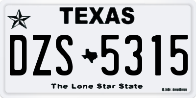 TX license plate DZS5315