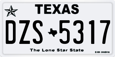 TX license plate DZS5317