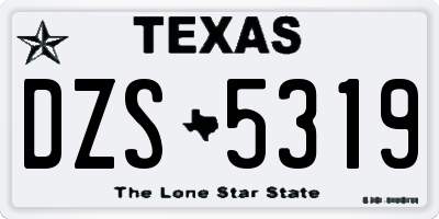 TX license plate DZS5319
