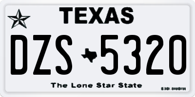 TX license plate DZS5320