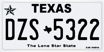 TX license plate DZS5322