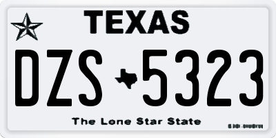 TX license plate DZS5323