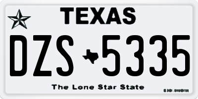 TX license plate DZS5335