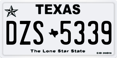 TX license plate DZS5339