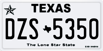 TX license plate DZS5350
