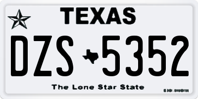 TX license plate DZS5352