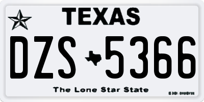 TX license plate DZS5366