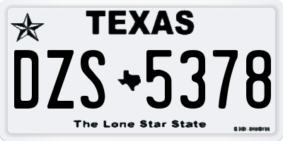 TX license plate DZS5378