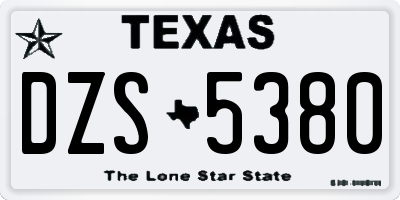 TX license plate DZS5380
