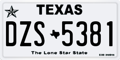 TX license plate DZS5381