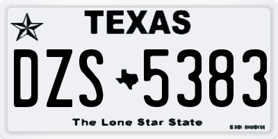TX license plate DZS5383