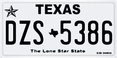 TX license plate DZS5386
