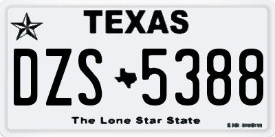 TX license plate DZS5388
