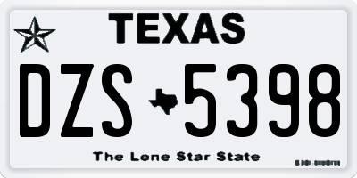 TX license plate DZS5398