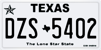 TX license plate DZS5402