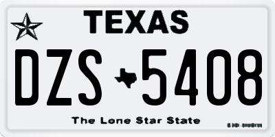 TX license plate DZS5408
