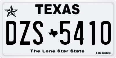 TX license plate DZS5410
