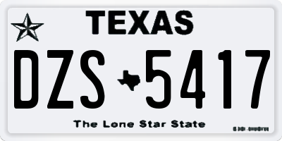 TX license plate DZS5417