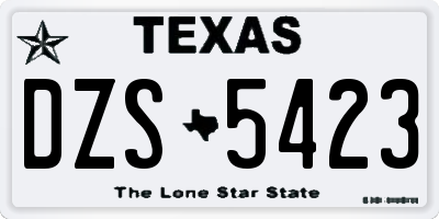 TX license plate DZS5423