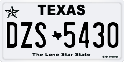 TX license plate DZS5430
