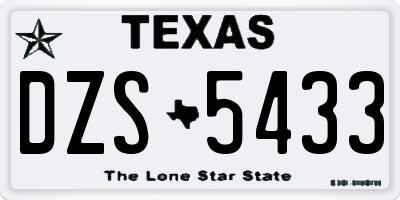 TX license plate DZS5433