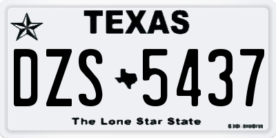 TX license plate DZS5437